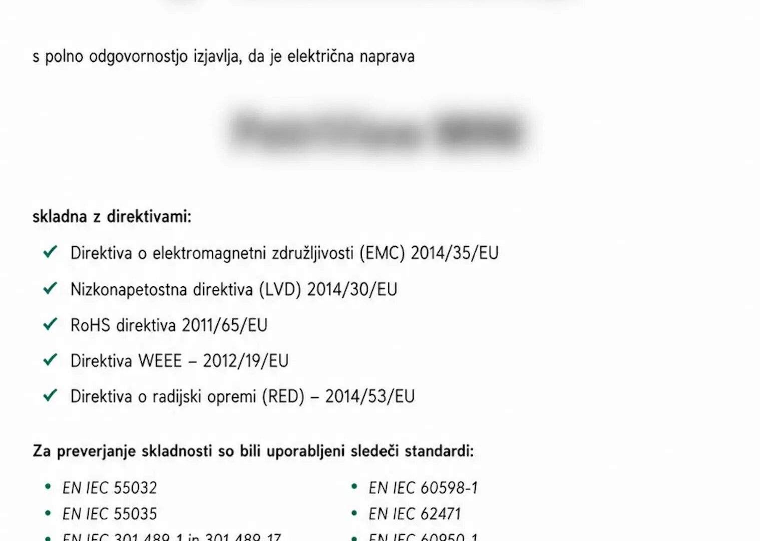 EU Declaration of Conformity - EC Izjava o skladnosti